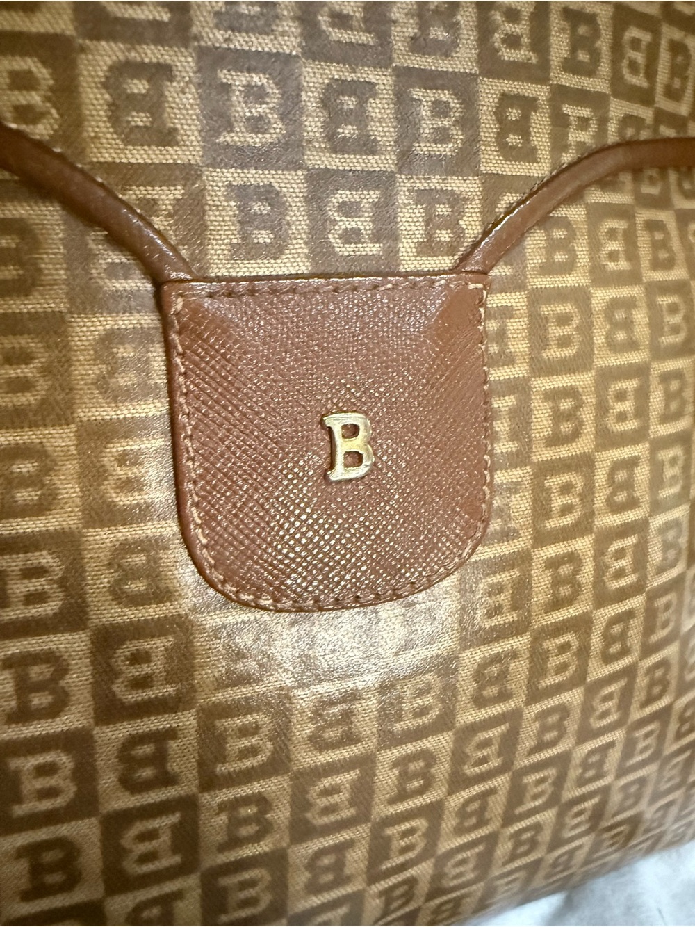 Vintage Bally Monogram Crossbody Bag Brown Coated Canvas Leather Italy - Picture 11 of 11